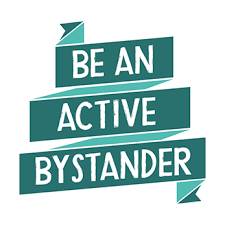 teal letters saying be an active bystander